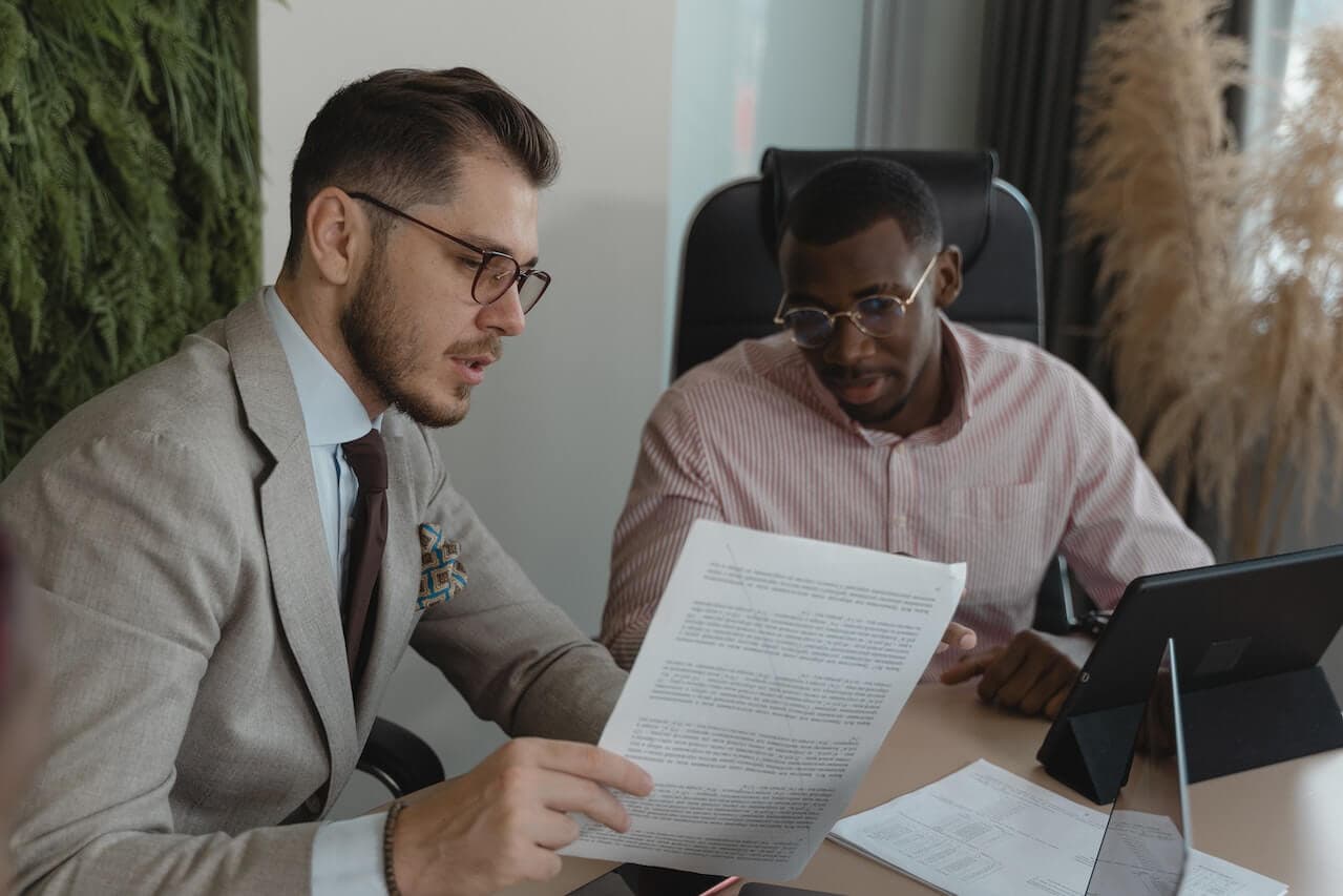 Business broker consults his client about selling his small business